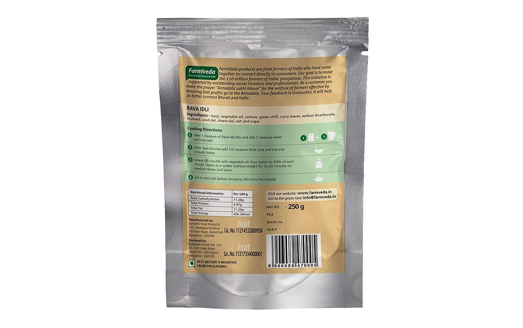 Farmveda Rava Idli    Pack  250 grams